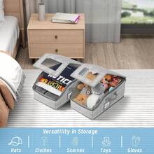 Fabric Foldable Dustproof Hat Box Organizer With Clear Lid And Zipper, Holds Baseball & Cowboy Hats, 1 Pack - Multicolor - View 7