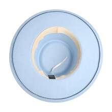 Women Pork Pie Wide Brim Fedora Hat Panama Hats Jazz Church Cuban Sun Cap Winter - 淺藍色 - 查看 6