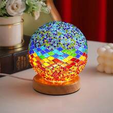 Bohemian Night Light Mosaic Glass Home Decor Bedroom Table Lamp With High-Level Ambient Party Atmosphere - Multicolor - View 31
