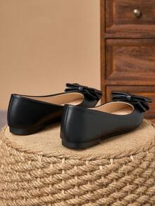 MonaNise Chaussures à bout pointu confortables pour femmes en noir, blanc, nœud bleu marine, rouge de fête, jaune décontracté, rose polyvalent - Noir - Voir 7