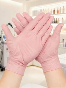 4/20/50/100 piezas Guantes desechables de nitrilo de color rosa claro - Adecuados para limpieza de cocina, lavado de platos, salón de belleza, teñido de cabello, baño de mascotas - Ideal para limpieza y manipulación, para uso profesional y doméstico (sin caja de embalaje) [Es posible que exista una variación de color inherente entre diferentes lotes de producción debido a la naturaleza del proceso de fabricación.] - Rosa - Ver 4