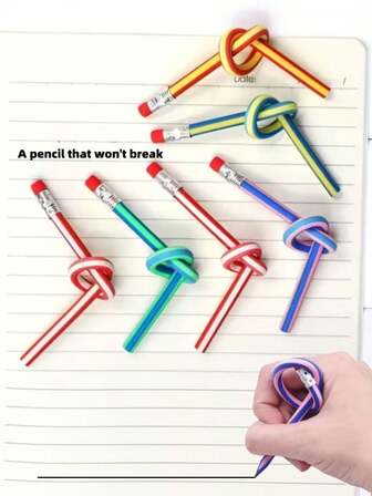 10pcs Unbreakable Foldable Pencils - High Quality Writing Set - Foldable Unbreakable With Eraser - No More Worry About Lead Breakage - Suitable For Learning, Office, Sketching And More, Essential For Students, Professionals