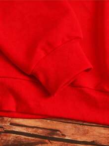 Christmas Print Hoodie With Thermal Lining - Red - View 3