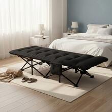 Cama plegable portátil para acampar al aire libre: una cama compacta para adultos con un diseño de tela negra, ideal para excursiones, salidas a la playa y picnics. El regalo perfecto para el Día del Padre, el Día de la Madre o las aventuras de viaje. - Negro - Ver 9