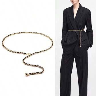 Elegante cinturón de cadena para la cintura, accesorio versátil para combinar con vestidos, suéteres, diseño con forma de corazón, cadena de moda para la cintura para mujeres