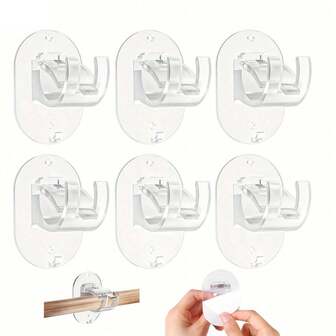 No-Drill Curtain Rod Brackets, Self-Adhesive Holders For Curtain Rods. No Drilling Required. Suitable For Bathrooms, Kitchens, And Apartments.
