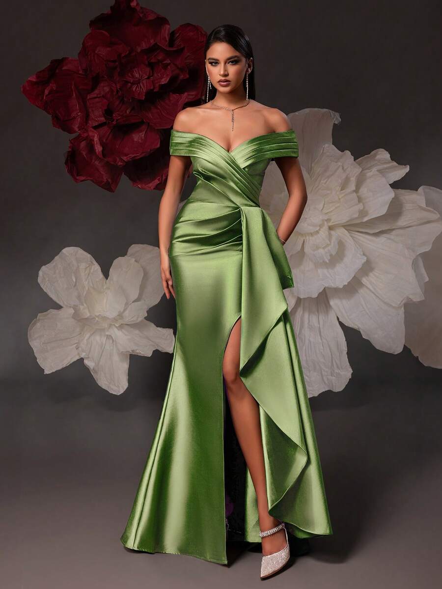 VIPGIRL 高腰优雅女士晚礼服 - 橄欖綠 - 查看 1