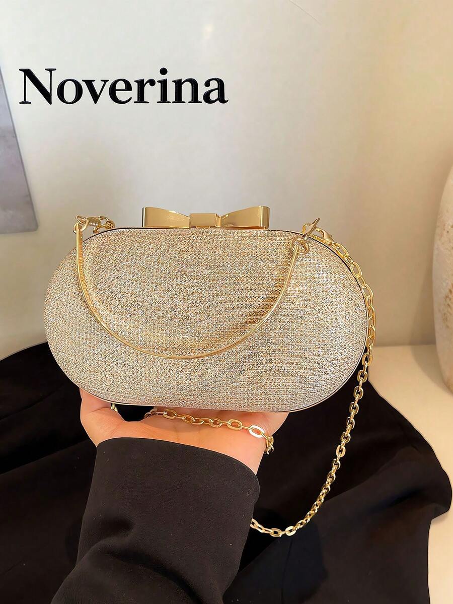 [US-Based Shipping]Elegant Fashion Miniature Banquet Clutch/Sparkling Handbag/Diamond Formal Clutch, Shiny Party Metallic Chain, Gold Wedding Purse, Crossbody Handbag, Women Bag, Party Bags,Perfect For Party Wedding Prom Dinner/Banquet Matching With Holiday Party Dress Evening Dress & Sequin Dress,Fashion Mini Glamorous Metal Chain Glitter/Bling Portable Gold Women Evening Bags Exquisite For Wedding Oblique Span Handbag,  Metallic Chain, Bridal Wedding Party Golden Bag, Crossbody & Handbag For Women, Tready Party Bags, Perfect For Party, Wedding, Prom, Dinner/Banquet, Perfectly Matching With Prom Dresses For Women, Prom Accessories,Sequin Dress Women,Sparkly Dress,Elegant Dresses For Women, Elegant Prom Bag, Perfectly Matching With Bridal Party, Best Choice Elegant Bag For Bridal Shower,Handbags For WomenWomen's Fall Clothing Winter Clothing Christmas Gift Fall Autumn Velvet Furry Party Fuzzy Plush Thanksgiving Festival Cyber Monday Holiday Knitted Winter Valentine' S Day Gift Christma - 彩色 - 查看 1