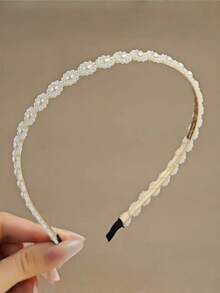 1 Peça Headband Premium de Liga de Zinco Boho com Rosa e Pérola, Headpiece Feito à Mão com Pérolas Envoltas na Franja, Faixa de Cabelo Elegante e Versátil para Uso Externo, Todas as Estações