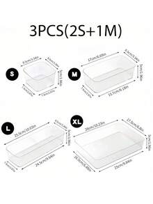 8件套/4件套透明塑料抽屉式化妆品收纳盒，梳妆台化妆品收纳盒，优雅分格抽屉收纳盒，适用于厨房、卧室、浴室、办公室，适合存放化妆品、珠宝、小工具，也可作为派对抽屉装饰。 - 無色 - 查看 13