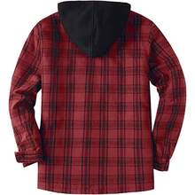 Camisas casuales de franela con forro polar Sherpa a cuadros, chaquetas trmicas pesadas con botones, chamarra de trabajo de invierno para exteriores, B - Rojo, 3X - Large - inicial - Ver 2