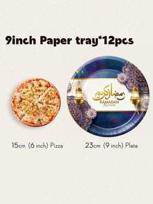 7/9 Inch Paper Party Plates - 6-48 Servings, Suitable For Ramadan, Eid, Birthday, Picnic, Camping Decor. 96/12 Per Set, Ramadan, Eid, Ramadan Blessings, Ramadan Gathering, Eid Celebration, Ramadan Tableware, Eid Party Plates, Arabic Holidays, Islamic Holidays - Multicolor - View 13