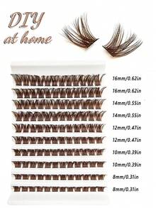 Asiteo 120 Clusters Brown D Curl DIY Cross Thin Soft Daily False Eyelash Clusters, Thin Band Natural Look & Thickened Reusable Individual False Eyelashes, Suitable For Home Daily Life, Dates, Parties Self-Use - D - View 7
