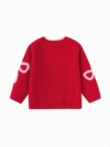 Balabala Suéter rojo de punto para niña, suéter suave y festivo para primavera y días festivos - tinte rojo - Ver 5