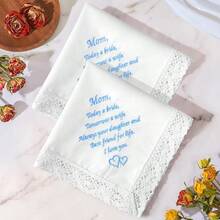 WSXC HOULIFE Wedding Handkerchiefs For Bride Something Blue Wedding Brides Gift Embroidered Handkerchief With Lace Edges - ForMom1件 - 查看 4