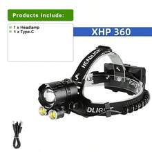 Rechargeable Headlamp Super Bright Head Light XHP360 Front Led Head Flashlight With COB Light Waterproof Outdoor Camping Flashing - Black - View 14