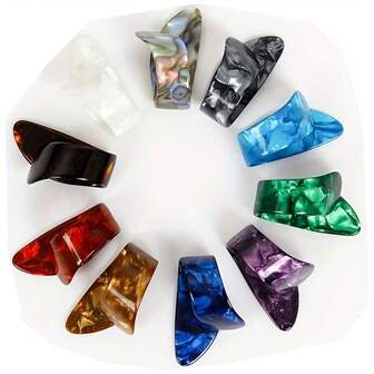 6pcs Guitar Accessories Set, Fingerstyle Picks, Guitar Bass Drum Finger Practice Picks, Thumb & Index Finger Protector Picks, Random Color Shipped