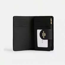 Coach Medium Corner Zip Wallet Leather Billfold Credit Card Holder Wallet for Women with Clear ID Window RFID Blocking Wallet Coin Purse for Ladies with Seven Credit Card Slots - 胡桃木色 - 查看 3