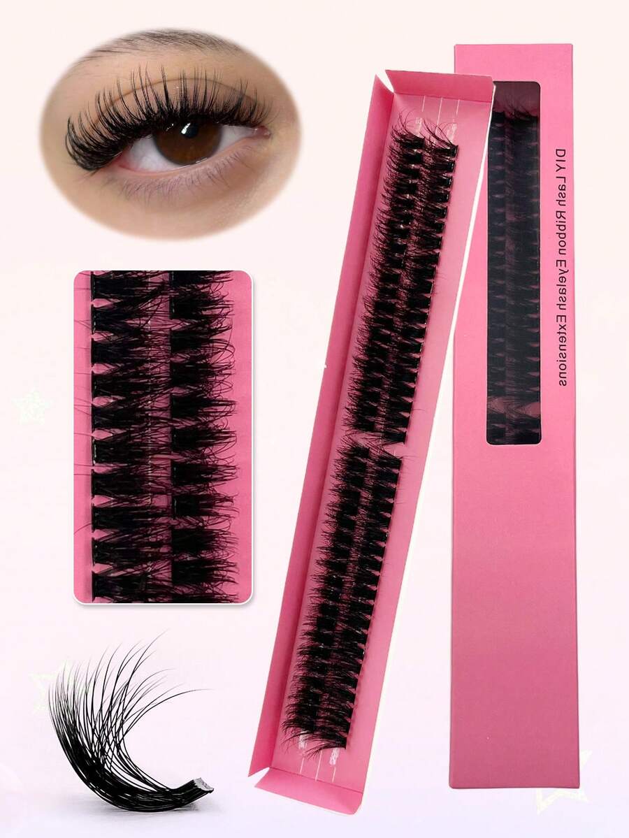 80PCS CC-Curl Natural Lash Clusters Eyelash Clusters Wispy Lashes Clusters Cluster Eyelash Extensions Individual Lashes DIY Lash Natural Look - Black - View 1