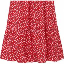 Falda bohemia floral cruzada estampada de gasa con volantes, falda casual femenina estilo playa, Rojo -, S - inicial - Ver 5