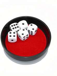 1 Set Faux Leather Dice Cup With 5 Dice, Velvet Lining, Quiet Shaking, Suitable For Liar's Dice Board Game, Black
