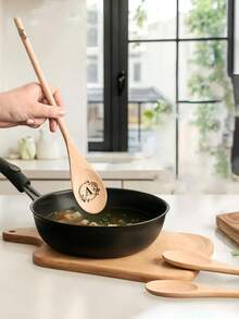 Muỗng tre khắc chữ và hoa văn theo yêu cầu, thìa trộn salad bằng tre dùng trong nấu ăn, dụng cụ nhà bếp cá nhân hóa, tre tự nhiên với bề mặt chống dính, dụng cụ nấu ăn đa năng | Làm thủ công, thích hợp làm quà tặng Ngày của Mẹ, Ngày của Cha, Lễ Tạ ơn. - Nhiều màu - Xem 4