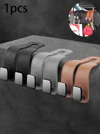 1pc Car Seat Back Dual Hook Multi-Function Phone Holder Hidden Storage Organizer