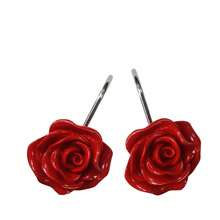 12pcs Rust-Proof Decorative Vintage Resin Rose Shower Curtain Hooks, Suitable For Bathroom, Nursery, Bedroom, Living Room - Red - View 5