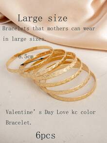 6 piezas Pulseras brazalete elegantes y únicas de metal con capas en forma de corazón - Multicolor - Ver 4