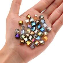 30 szt. 8 mm ukośnych kwadratowych szklanych koralików, otwór skośny, bransoletka DIY, naszyjnik, biżuteria, łańcuszek do telefonu, brelok, zawieszka do torby, materiały na akcesoria