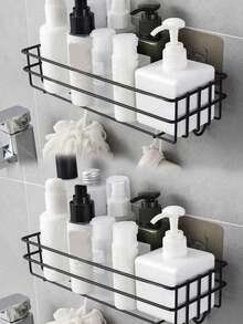 2pcs,Bathroom Storage Rack, Bathroom Wall Hanging Perforation-Free Storage Rack, Bathroom Iron Wall Bathroom Toiletries Rack Home Bathroom Decor Bathroom Organizer Fall Decor Back To School