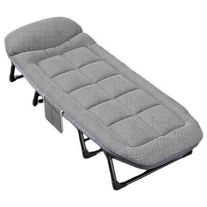 6-Speed Adjustable Camping Chair With Mattress - Folding Cot Lounge For Home Office Outdoor
