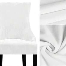 Funda elástica para silla de respaldo alto - Funda reutilizable para silla lateral, protector de silla de acento para comedor, banquete, decoración del hogar (Plata, 2 piezas) - 02 Terciopelo Blanco - Ver 2