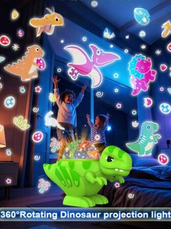 8-Mode Dinosaur Night Light Projector With 2 Starry Sky Projection Films, 360° Rotating, Silent Starry Sky Projection, Bedtime Companion, Reusable Projection Film, Green, Christmas Gift/Decor