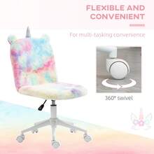 Fluffy Unicorn Office Chair | Mid-Back Swivel Desk Chair With Rainbow Multi-Colored Design - Default - View 6