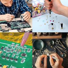 Pinzas para Joyas, 2 Pinzas para joyería, Portaherramientas Herramienta de Recogida de Joyas, Pinzas para Sujetar Catcher Grabber Pinzas Rectas para Hacer Joyas Herramienta con 4 Garras (estilo largo) - estilo corto - Ver 7