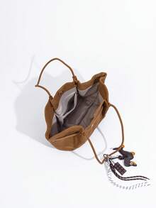 2025 New Vintage High-End Capacity Handbag/Shoulder Bag Tote Bag (With Pendant)