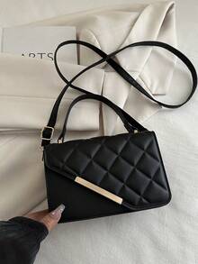 Mini Fashionable Quilted Handbag - Black - View 9