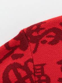 Balabala 儿童提花针织毛衣，柔软舒适的套头衫，适合春秋季穿着 - 紅色調 - 查看 6