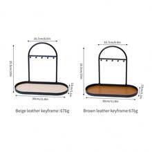 Bandeja de cuero estilo nórdico: organizador multiusos para joyas, llaves, gafas y talla grande | Crema y marrón - Multicolor - Ver 11