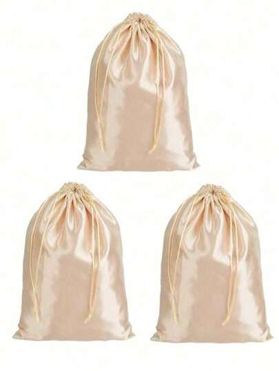 3/6/10个装缎面假发袋 假发收纳袋 束口发袋 包装收纳袋 柔软假发袋 适用于假发、发束、接发用品 家用及沙龙使用