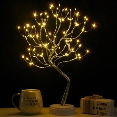 WSXC Twinkling Tree Fairy Light Spirit Tree Lamp Bonsai Tree Light Fairy Light Tree Cute Room Decor Aesthetic Decor Night Light Lamp Twinkle Tree Silver Branches 108 LED