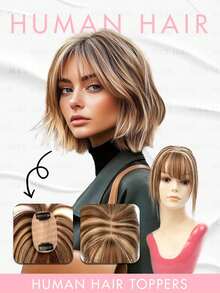 女士隐形夹式接发 - 真人发丝，直发灰渐变色，A01 和 A02 款式，完美解决头发稀疏问题，打造自然逼真的外观，有效增加发量 | 自然外观 | 牢固夹扣 - 彩色 - 查看 19