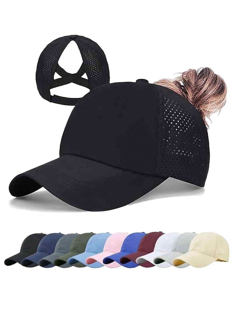 Mũ lưỡi trai buộc tóc đuôi ngựa dành cho nữ, mũ buộc tóc đuôi ngựa cao có thể điều chỉnh, nhanh khô, thích hợp cho chạy bộ, thể thao ngoài trời, leo núi, câu cá. - Nhiều màu - Xem 1