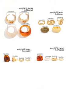 5pcs/Set Vintage Minimalist Thick Round Open Finger Rings Set, Asymmetrical Fashion Unique Ring Set, Suitable For Women's Daily Commute, Holiday Gifts, Party Decoration Charming Jewelry Set