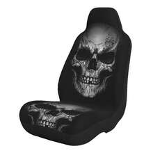 1pc Black Background Grey Skull Full Coverage Car Seat Cover Set, Suitable For All Seasons, Fabric Material, Fits Multiple Car Models, Comprehensive Protection (Personalized Skull Design, Suitable For All Seasons) - one-size - View 8