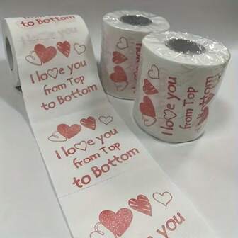 1개, "사랑해" 화장지 롤- "위에서 아래까지 사랑해" 화장지 롤, 장식적인 사랑 테마 종이 제품, 보편적인 휴일 선물, 전기 불필요, 깃털 없음, 기념일, 결혼식, 파티 장식, 발렌타인데이 등에 적합, 14세 이상에 적합