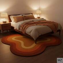 1pc Asymmetrical Shaped Ombre Orange-Yellow Artistic Carpet, With Warm-Toned Gradient Curved Layered Texture, Soft Style And Artistic, Fitting Wabi-Sabi And Light Retro Home Aesthetics - Multicolor - View 6