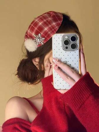 Neue rote karierte Zylinderhut Haarspange Kopfbedeckung für Weihnachten