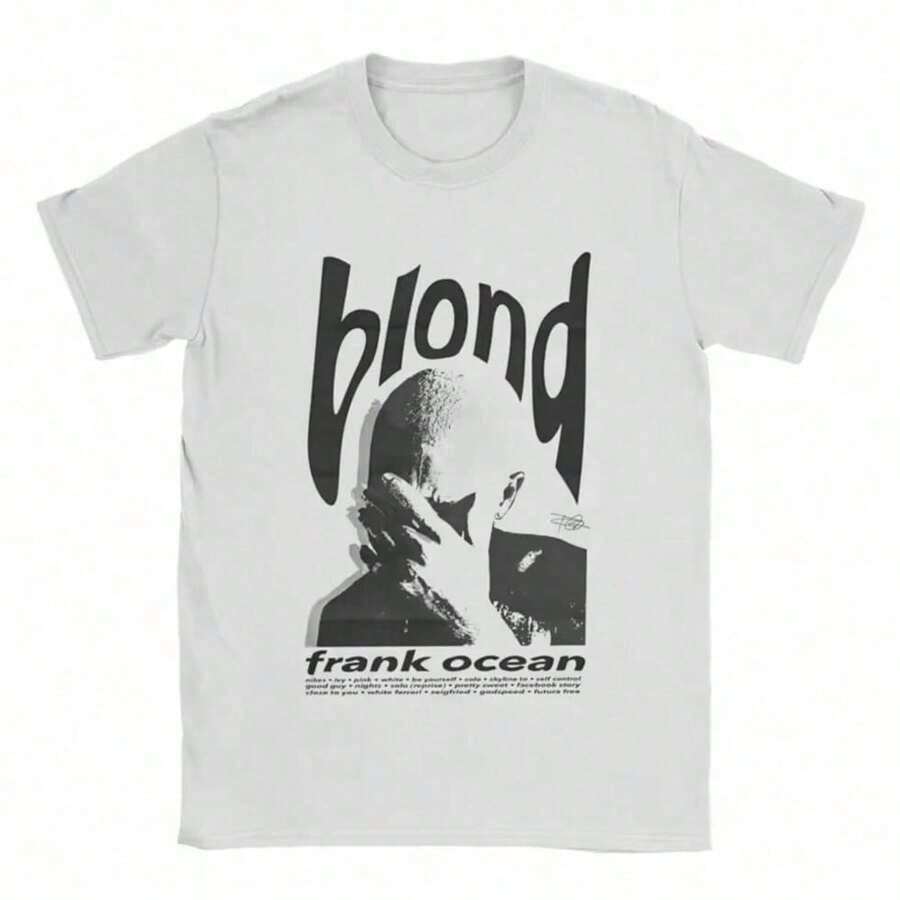 Fashion-Franks Rapper Ocean Women Clothing Tee Shirt Homme New In Top Short Sleeve Round Neck Printing Pullover T-Shirts  Matching  Tops - 白色 - 查看 1